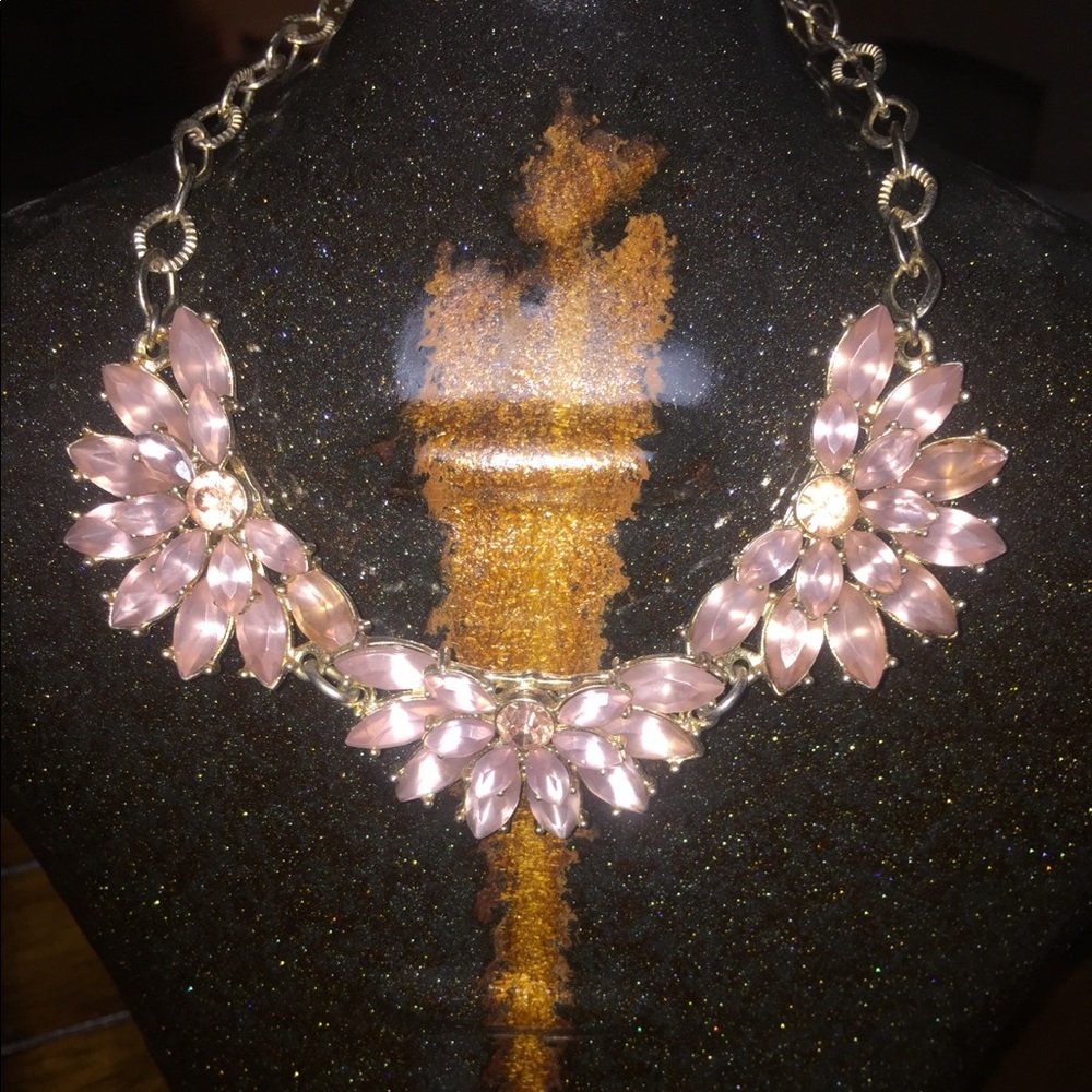 Neutral pink/purple ,gemstone statement necklace